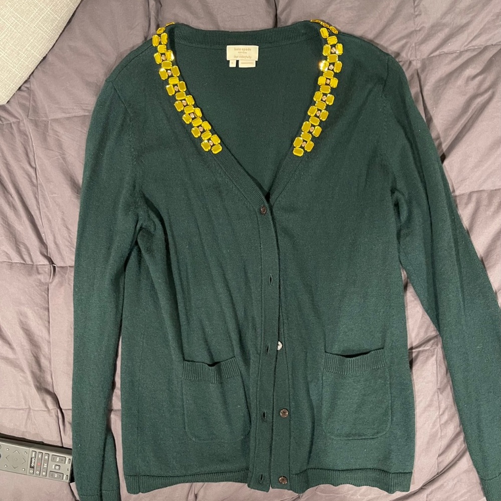 Embellished Green Cardigan